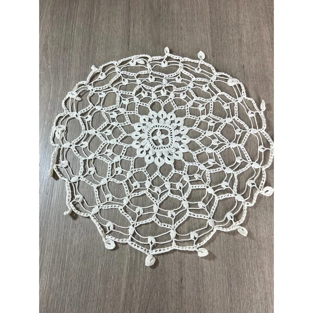 Lot of 5 delicate crochet lace doilies unstarched off white Vintage
